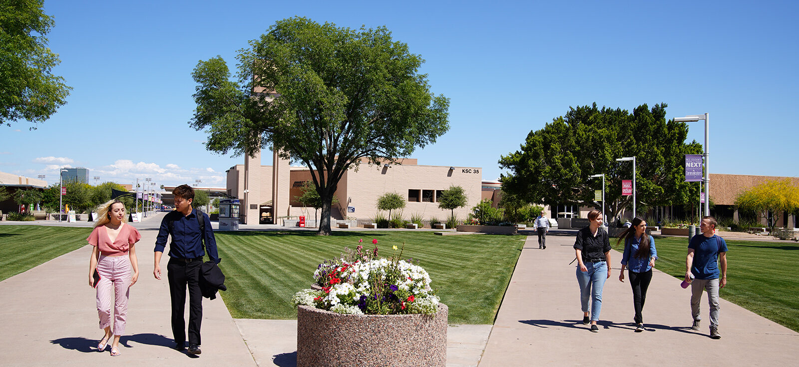 Students Walking On Mesa Community College Campus.