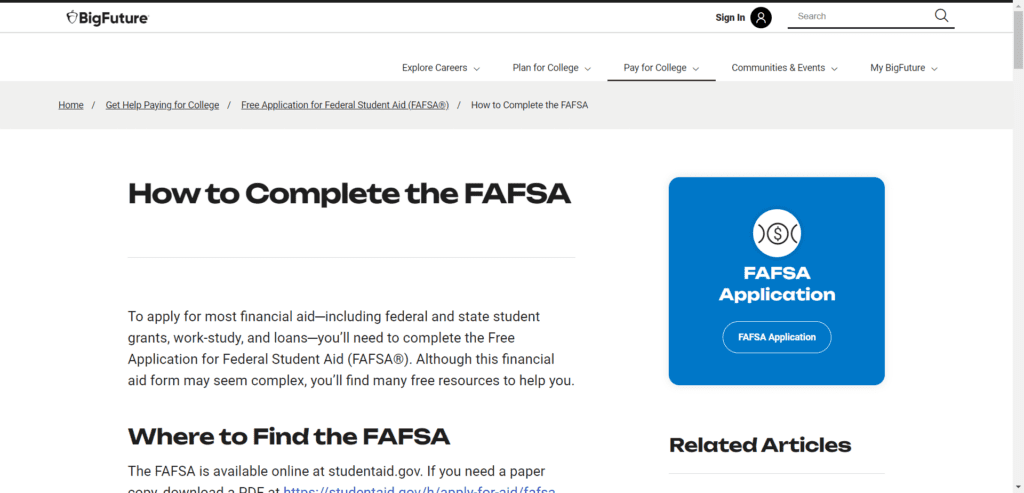 College Board “Complete Your FAFSA” Scholarships