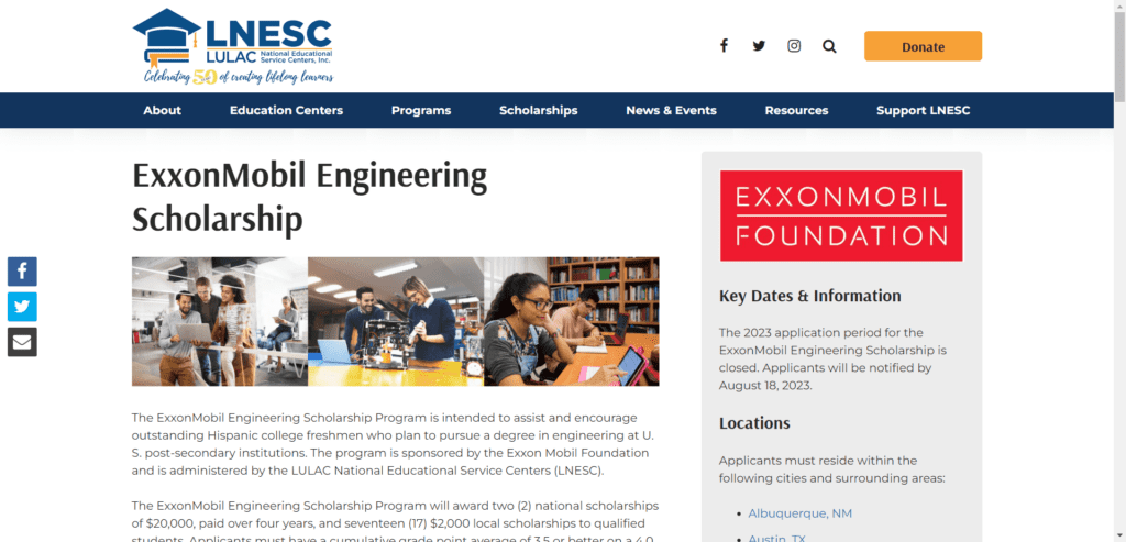ExxonMobil Engineering Scholarship