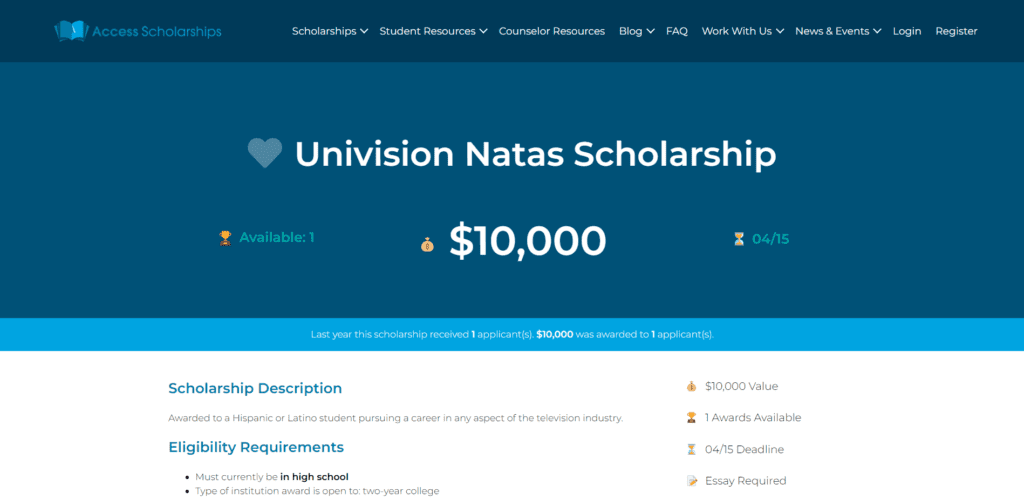 Univision NATAS Scholarship