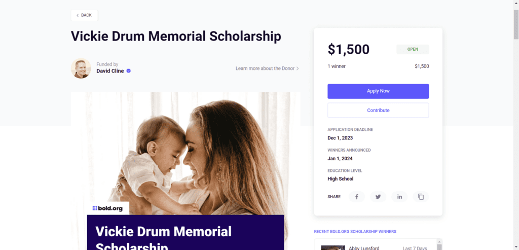Vickie Drum Memorial Scholarship