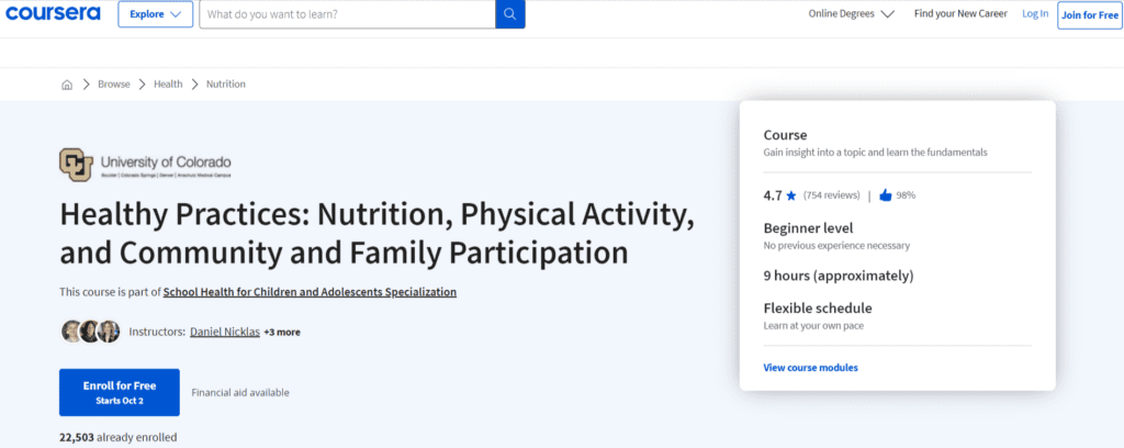 Healthy Practices Nutrition, Physical Activity, and Community and Family Participation