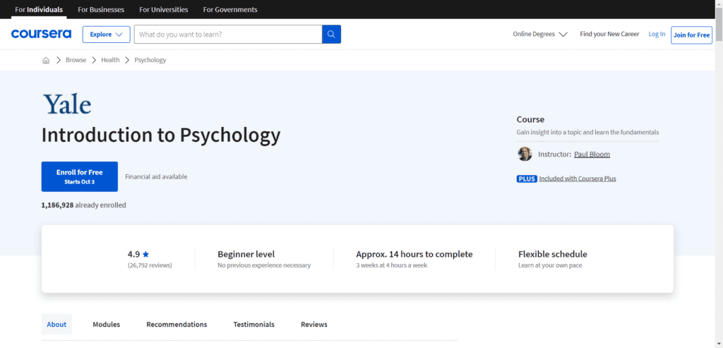 Introduction to Psychology- Coursera