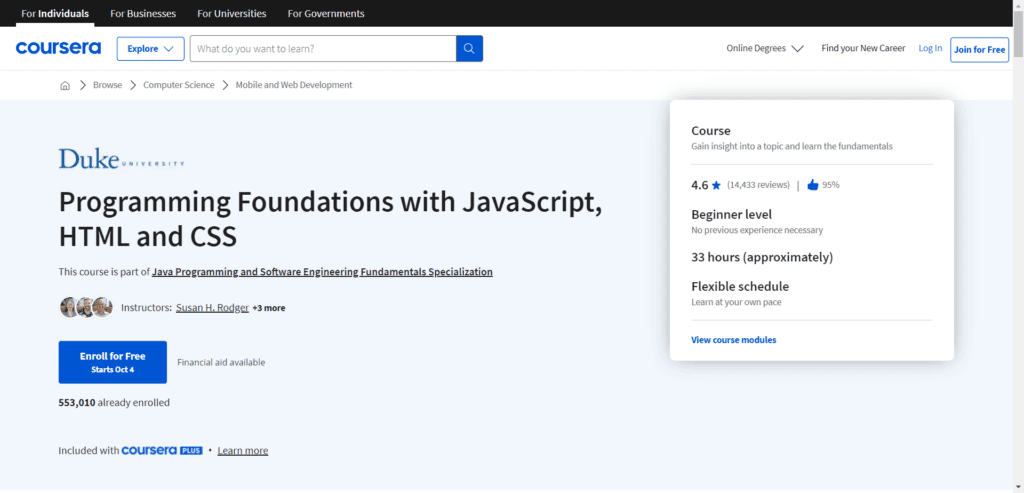 Programming Foundations with JavaScript, HTML, and CSS