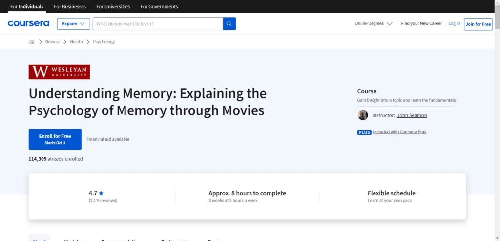 Understanding Memory- Explaining the Psychology of Memory through Movies