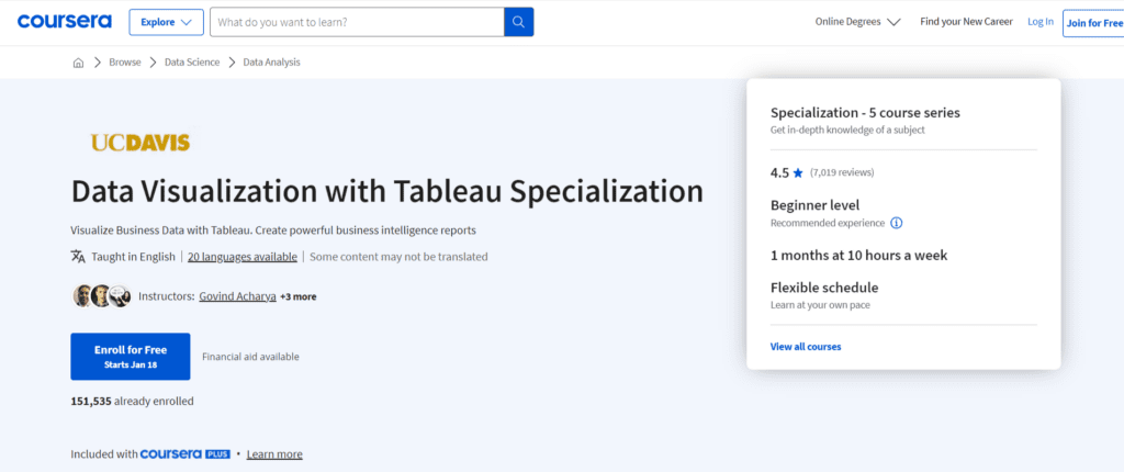 Data Visualization with Tableau Specialization
