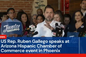 US Rep. Ruben Gallego speaks at Arizona Hispanic Chamber of Commerce event in Phoenix