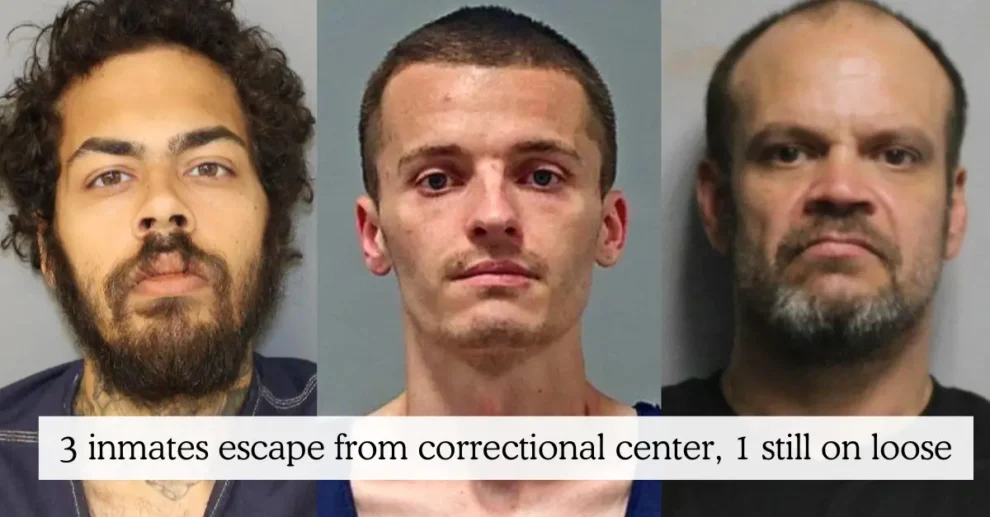 3 inmates escape from correctional center, 1 still on loose