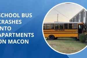 School bus crashes into apartments on Macon