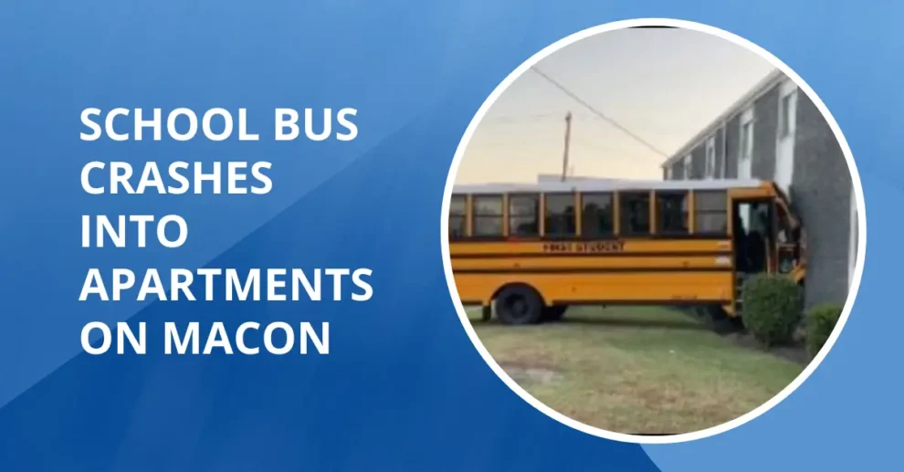 School bus crashes into apartments on Macon