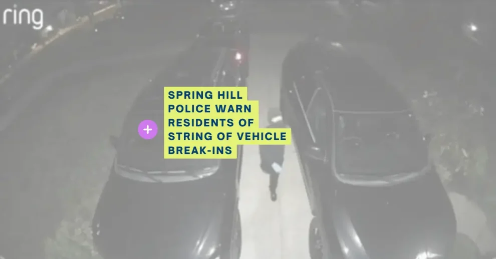 Spring Hill police warn residents of string of vehicle break-ins