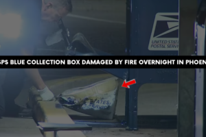 USPS blue collection box damaged by fire overnight in Phoenix