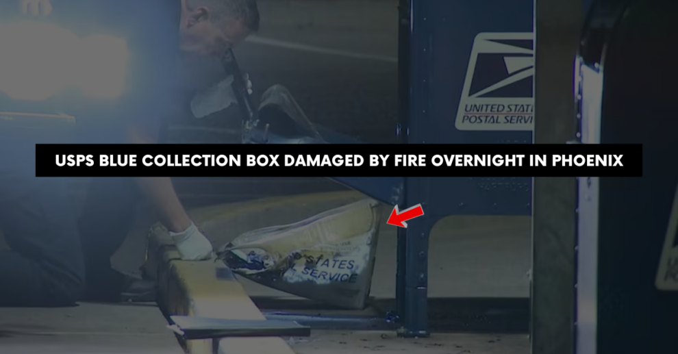 USPS blue collection box damaged by fire overnight in Phoenix